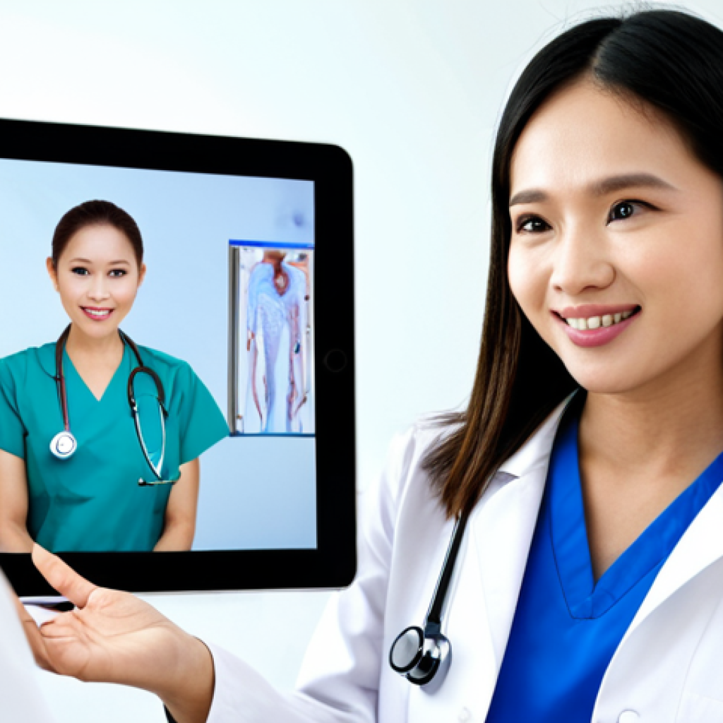 원격의료 서비스의 효과적인 환자 교육 전략 - Telemedicine Doctor Explaining Health Tips**
"A friendly Thai female doctor, fully clothed in a pro...