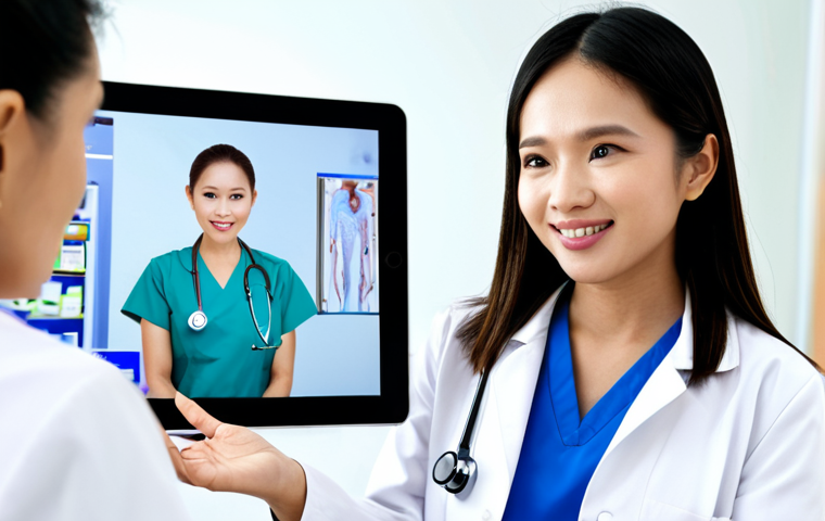 원격의료 서비스의 효과적인 환자 교육 전략 - Telemedicine Doctor Explaining Health Tips**
"A friendly Thai female doctor, fully clothed in a pro...