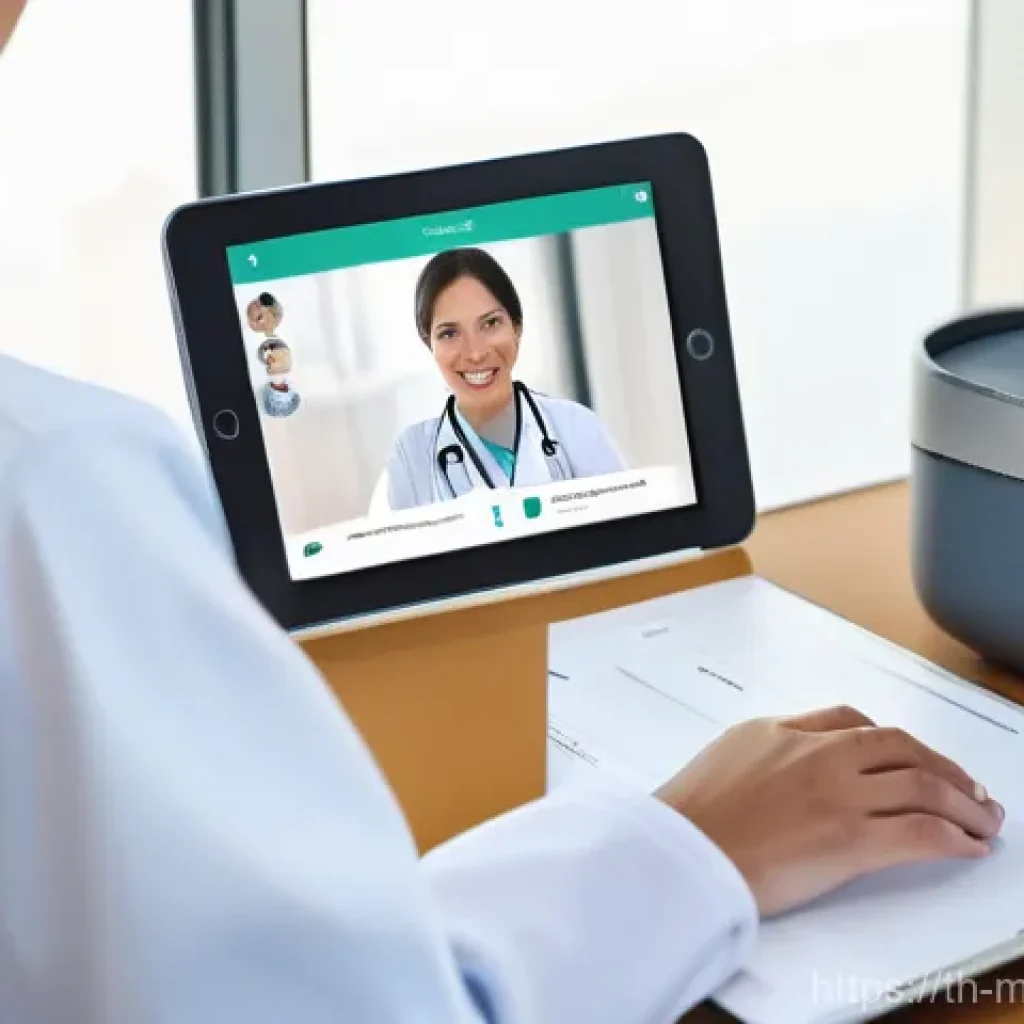 원격의료 플랫폼의 사용자 인터페이스 분석 - A close-up of a modern smartphone or tablet screen displaying a user-friendly telehealth application...