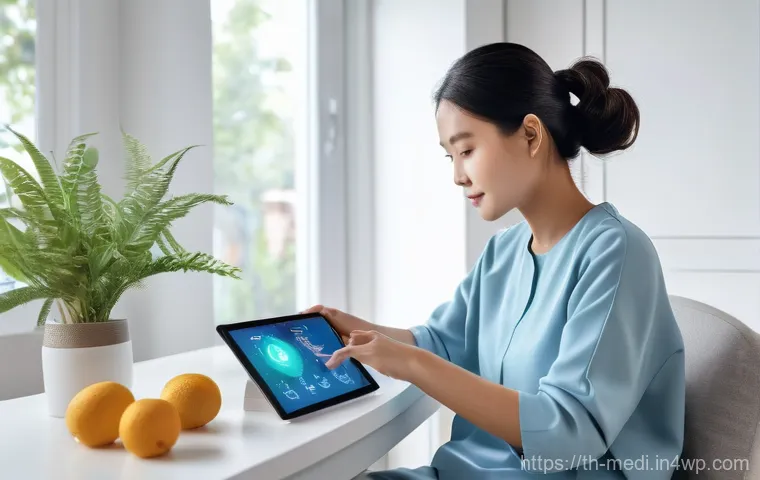 원격의료 플랫폼의 사용자 인터페이스 분석 - A close-up of a modern smartphone or tablet screen displaying a user-friendly telehealth application...