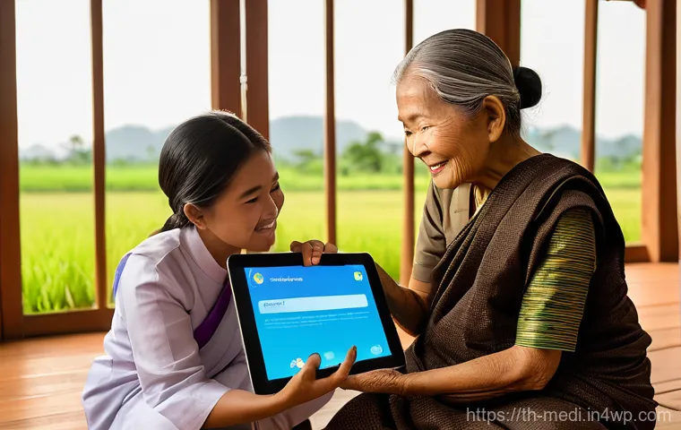 원격의료 플랫폼의 사용자 인터페이스 분석 - A patient, a young Thai adult wearing a casual, modest outfit, is seated comfortably in a clean, mod...