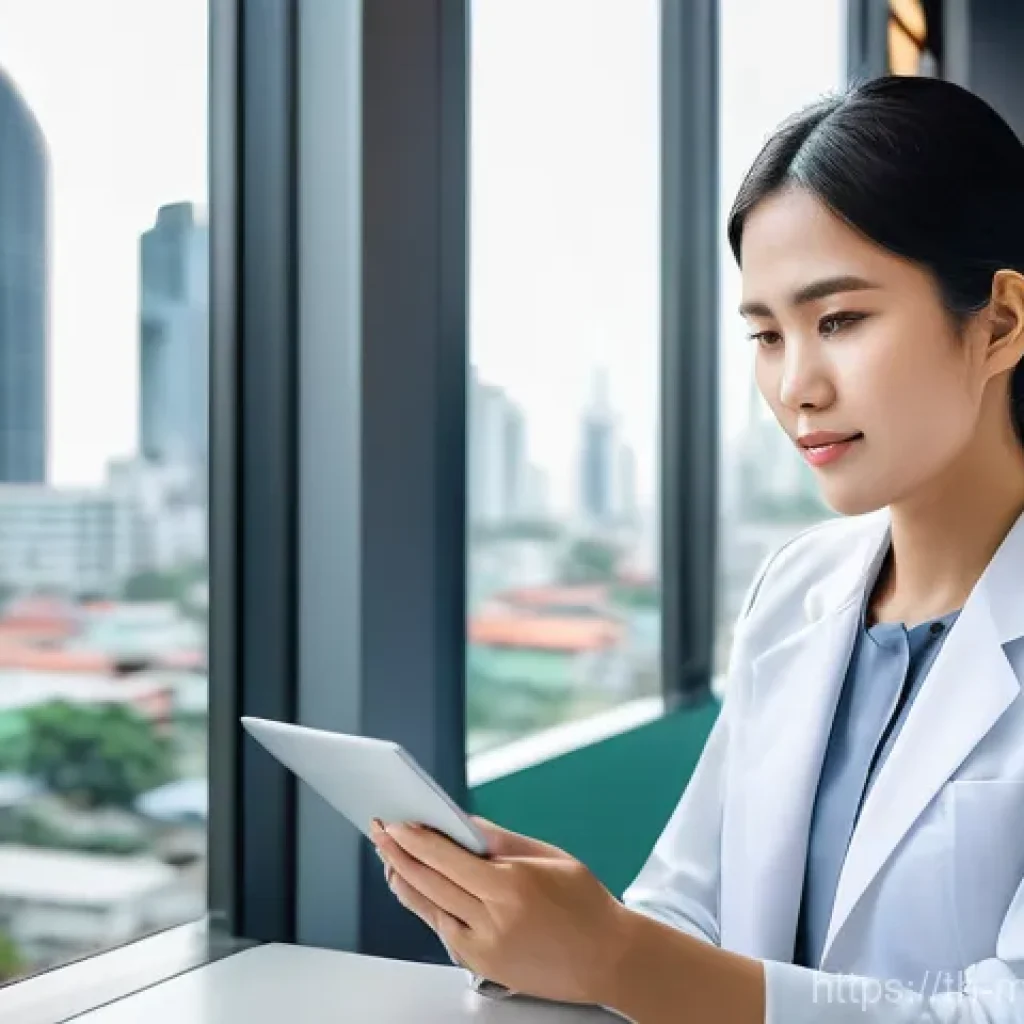 원격의료 서비스의 시장 전망 - **Prompt 1: Urban Professional's Telemedicine Consultation**
"A young Thai professional, a woman...
