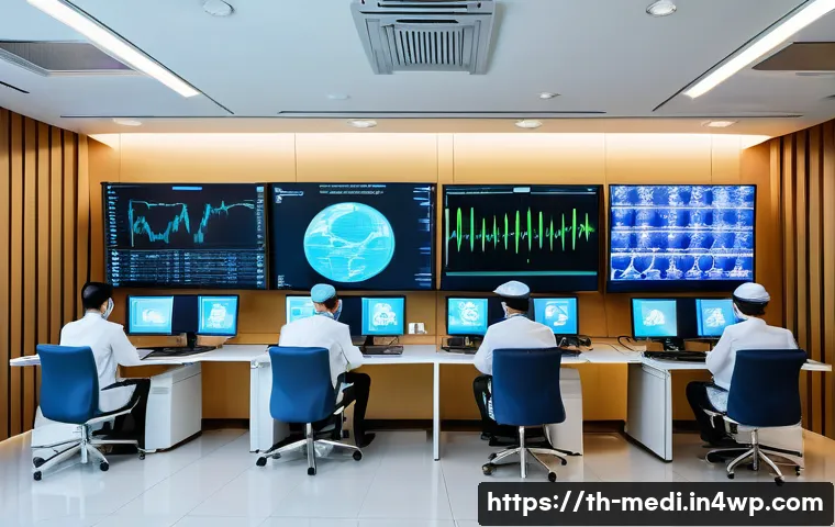 원격의료 서비스의 응급 상황 대응 전략 - A modern telemedicine emergency response room in Thailand, featuring high-tech equipment such as mul...