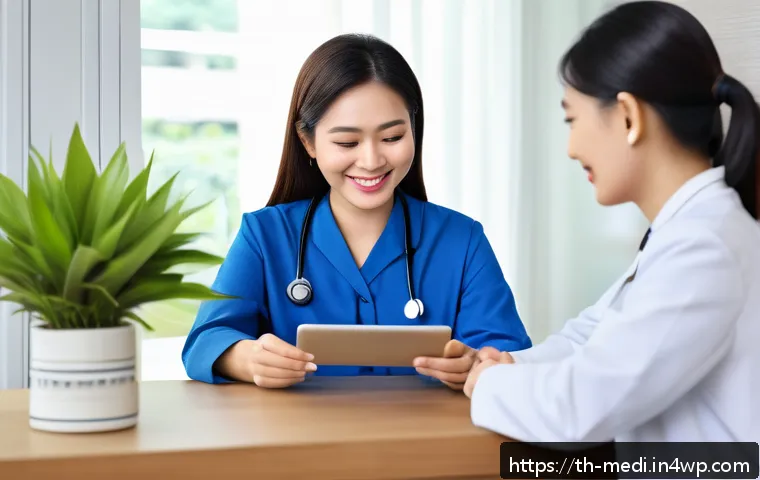 원격의료 서비스의 효과적인 마케팅 전략 - A modern telemedicine consultation scene in a bright, clean Thai-style home office, featuring a smil...