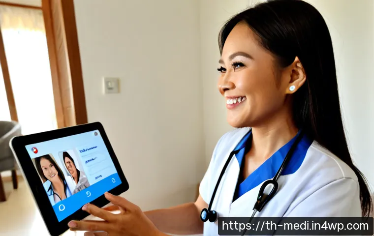Home 17 원격의료 서비스의 성공적인 마케팅 사례 - Photorealistic successful telemedicine marketing scene in Bangkok, Thailand: a friendly Thai female ...