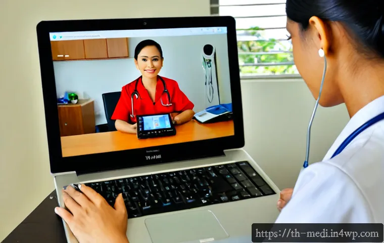 Home 29 원격의료의 성공적인 실행을 위한 체크리스트 - Photorealistic telemedicine readiness scene in a modern Bangkok apartment, Thai female doctor in mod...